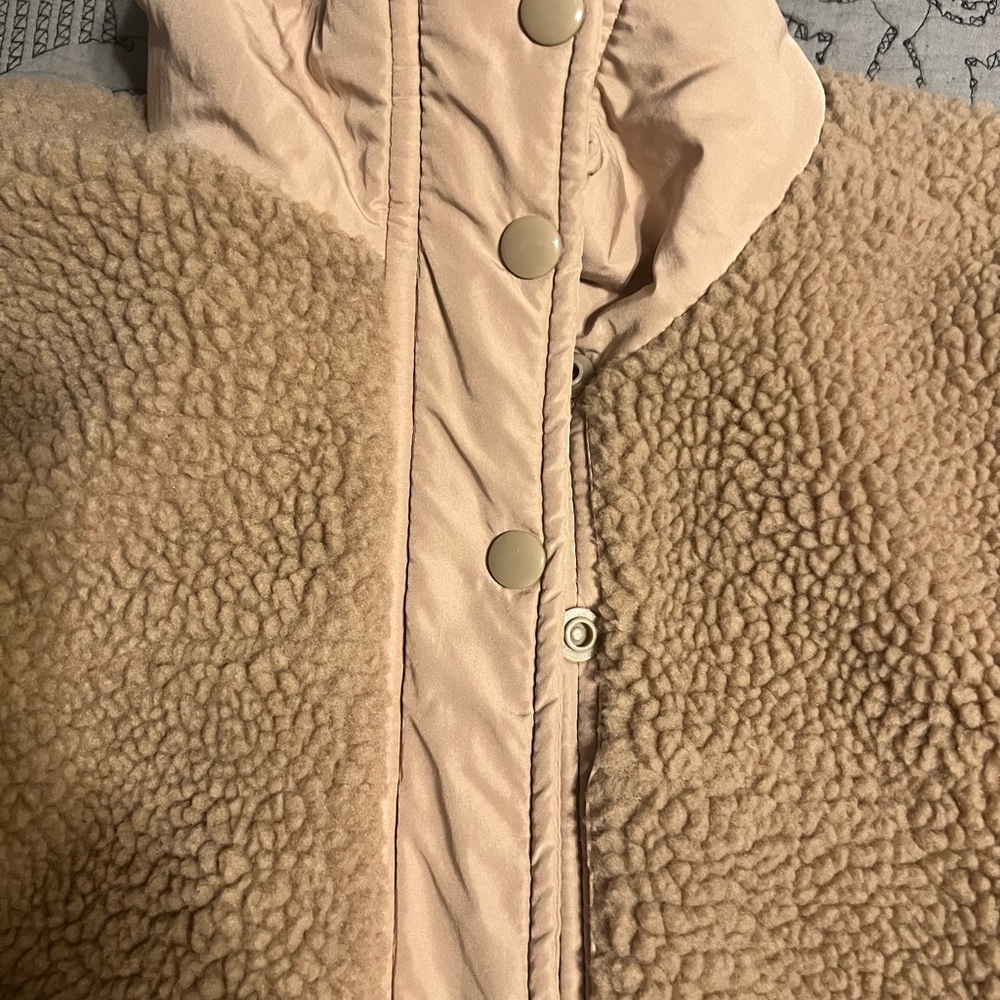 Womens Fleece Jacket Fuzzy Long Sleeve Short Coats Button - Picture 2 of 4